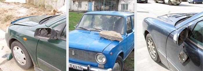 Хулиган повредил автомобили на стоянке